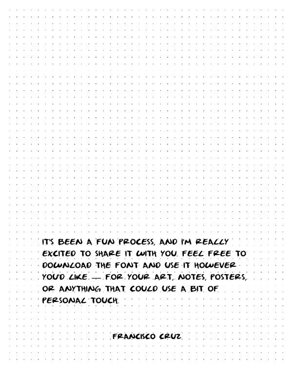 Closing page of the specimen booklet, an invitation to download and use the font
