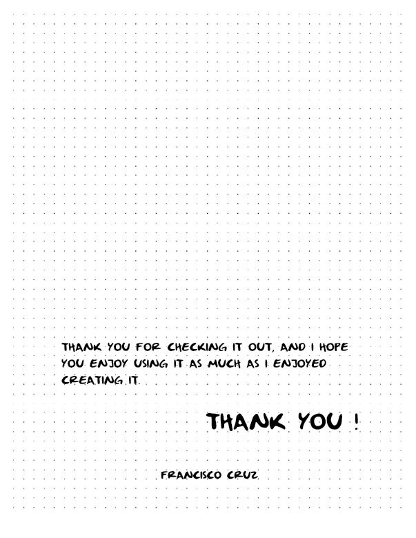 Thank you page, closing the type specimen booklet