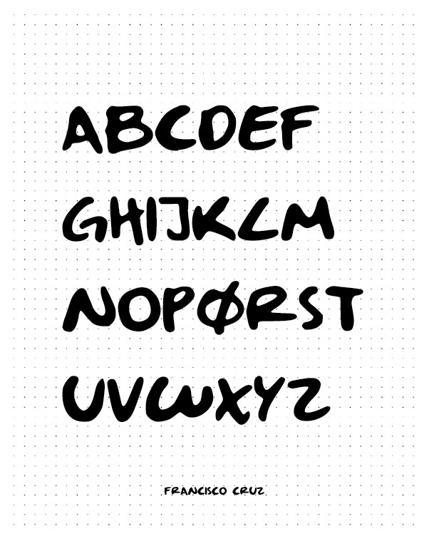 The finished digital typeface, full uppercase alphabet specimen