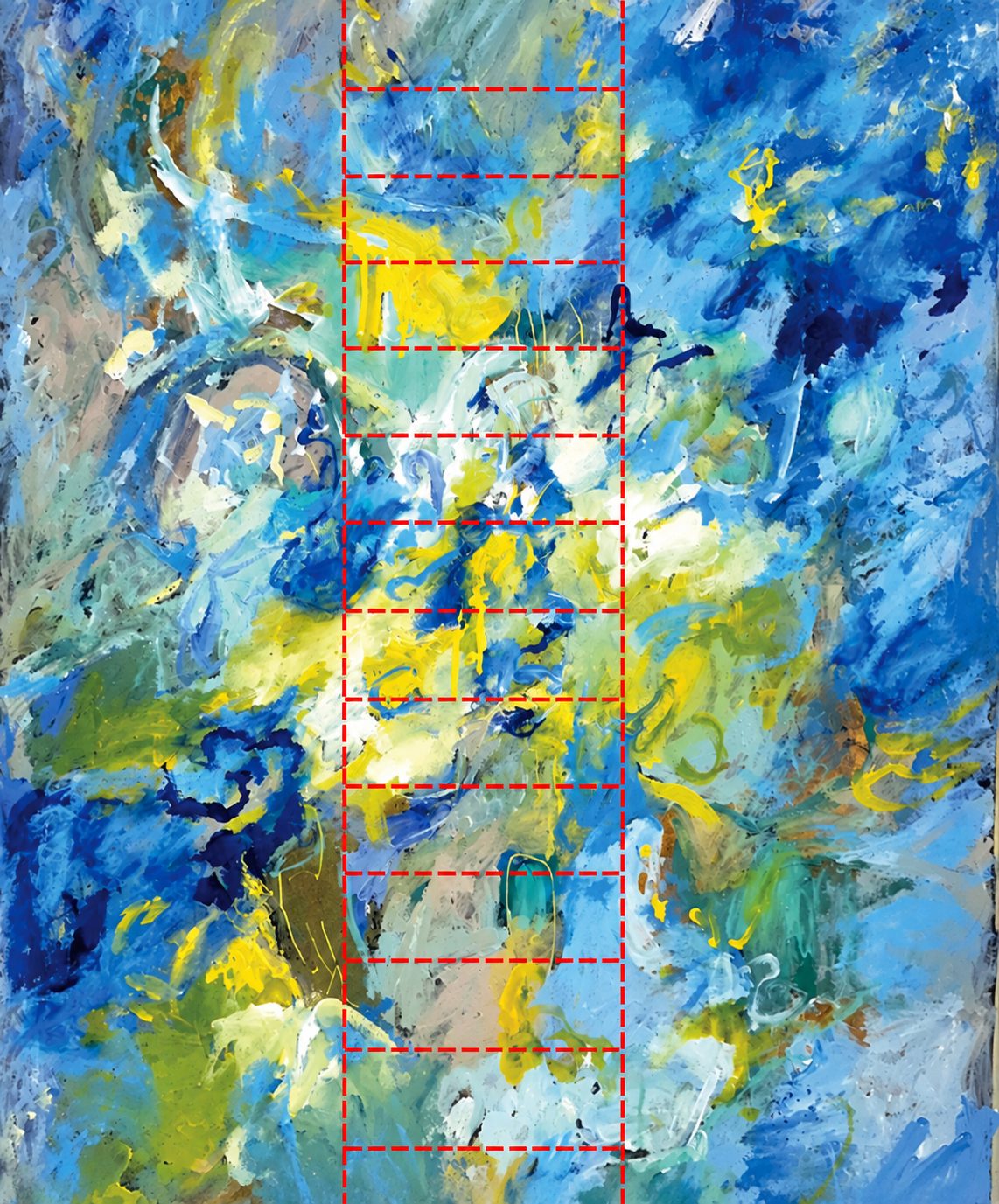 The painting with the chosen strip marked in red