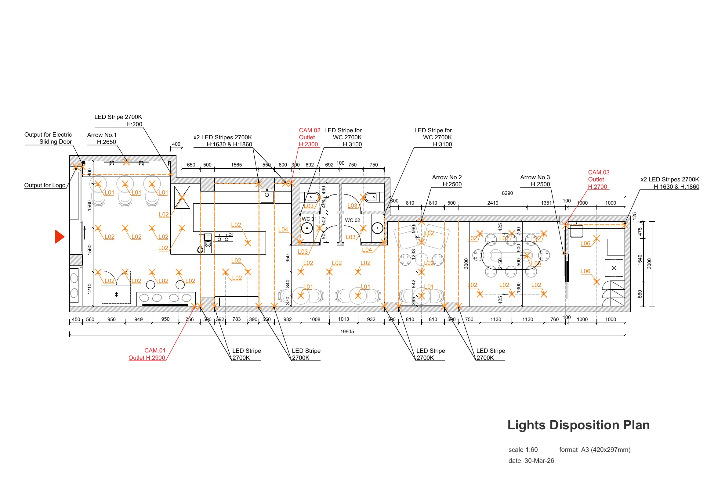 The Miners, Barcelona · Spain: Disposition Plan, Lights