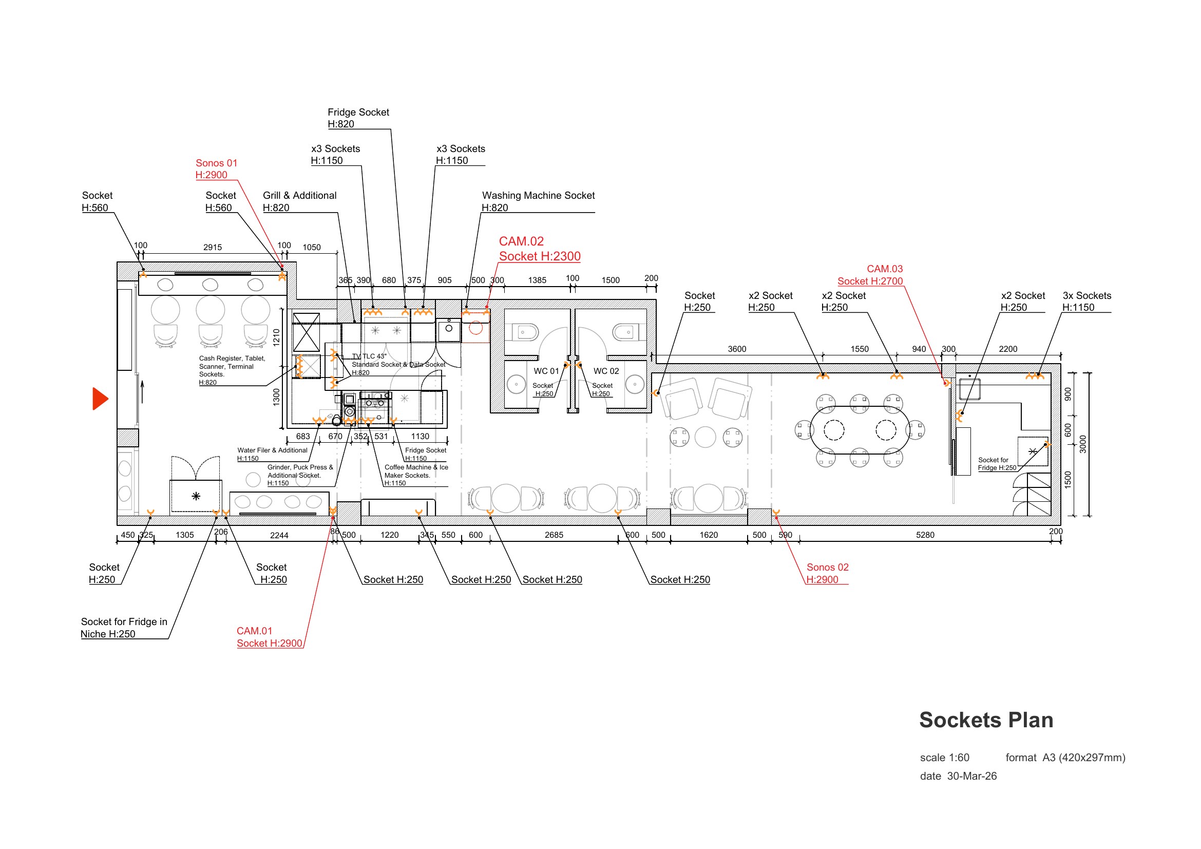 The Miners, Barcelona · Spain: Disposition Plan, Sockets