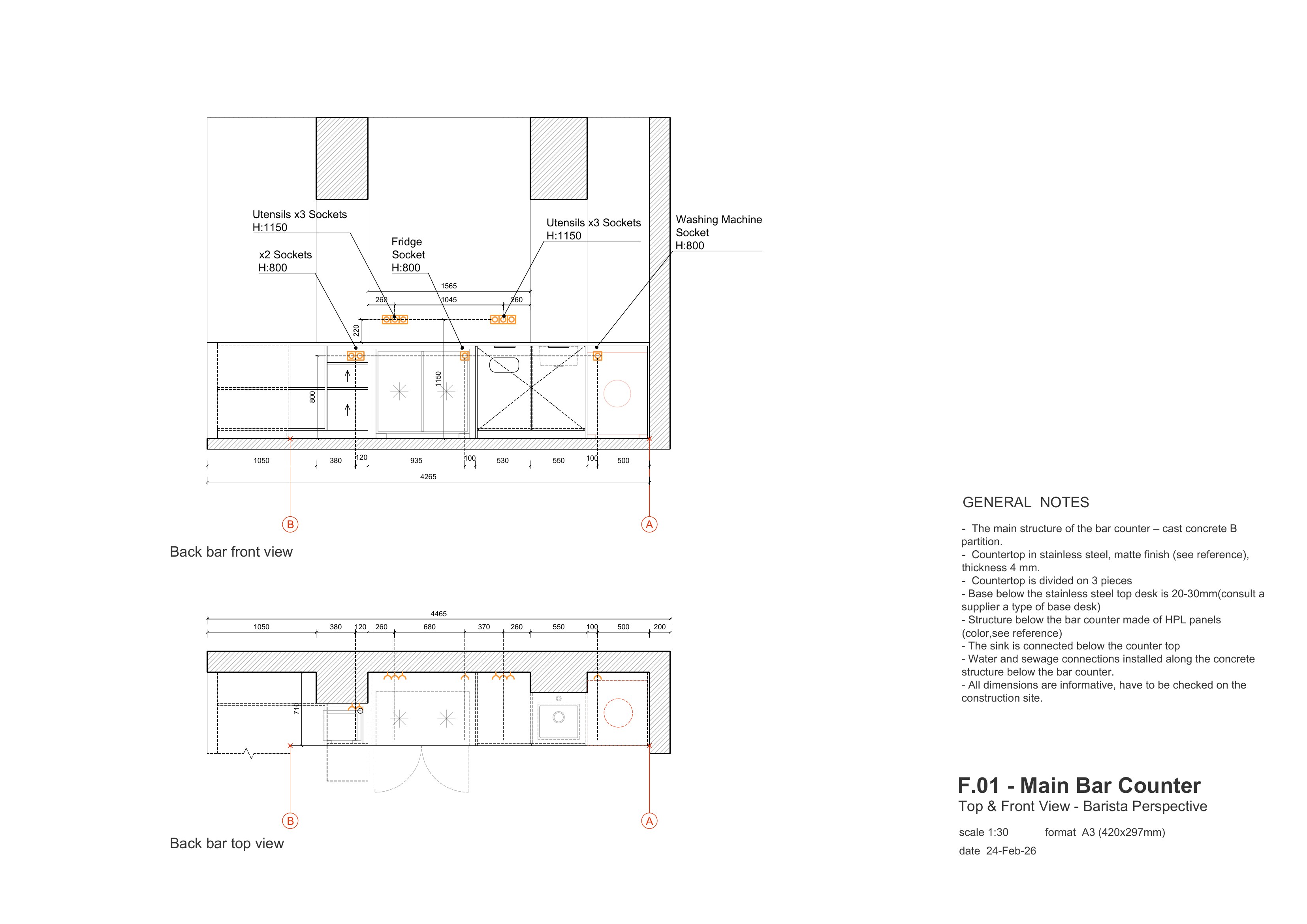 The Miners, Barcelona · Spain: Main Bar, Barista View, Sockets (1)