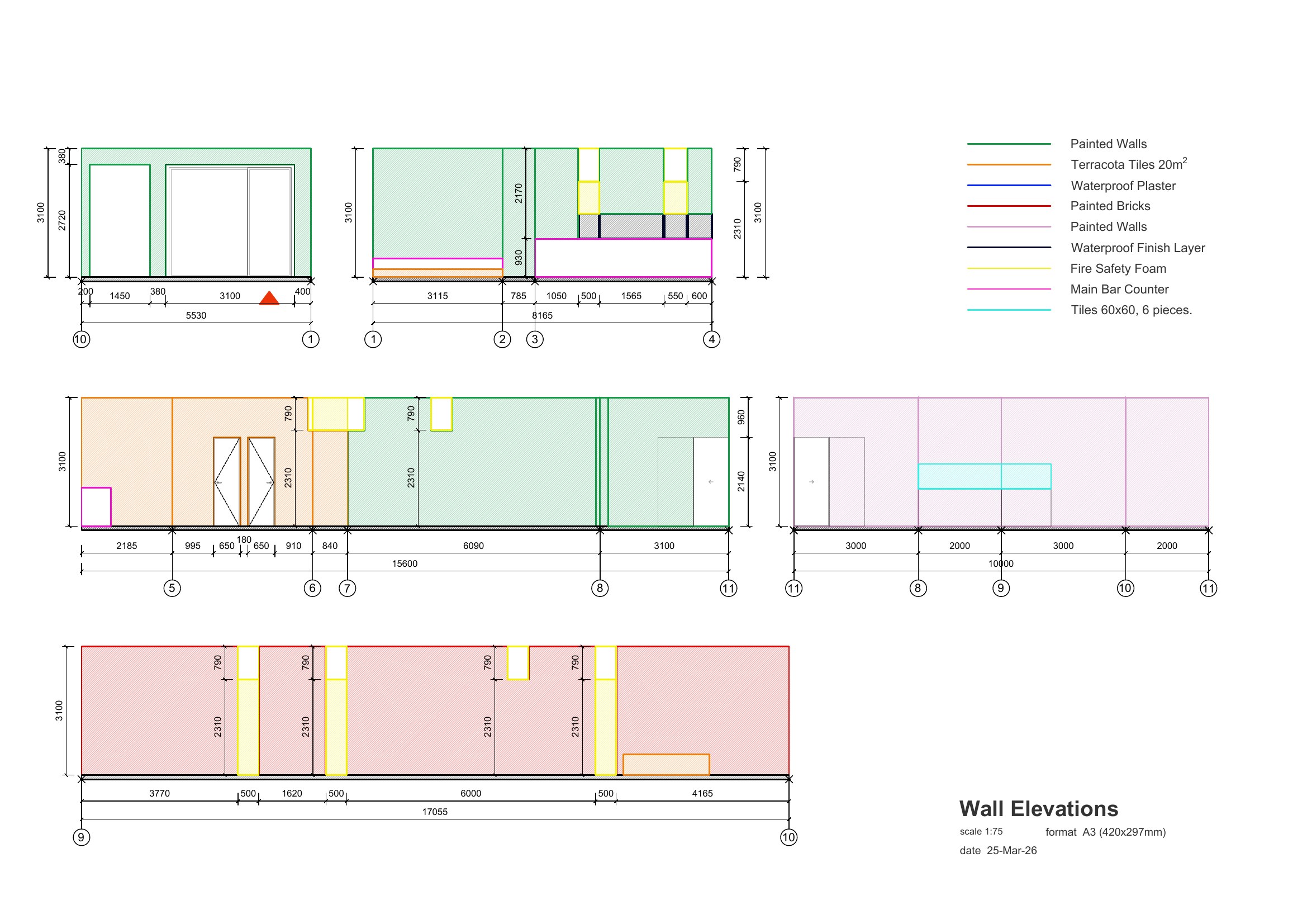 The Miners, Barcelona · Spain: Walls Elevation, Material Definition