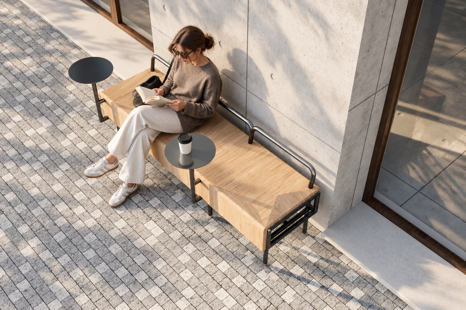 Render of The Miners bench, view 4