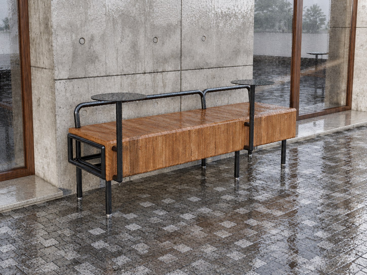 Render of The Miners bench, view 6