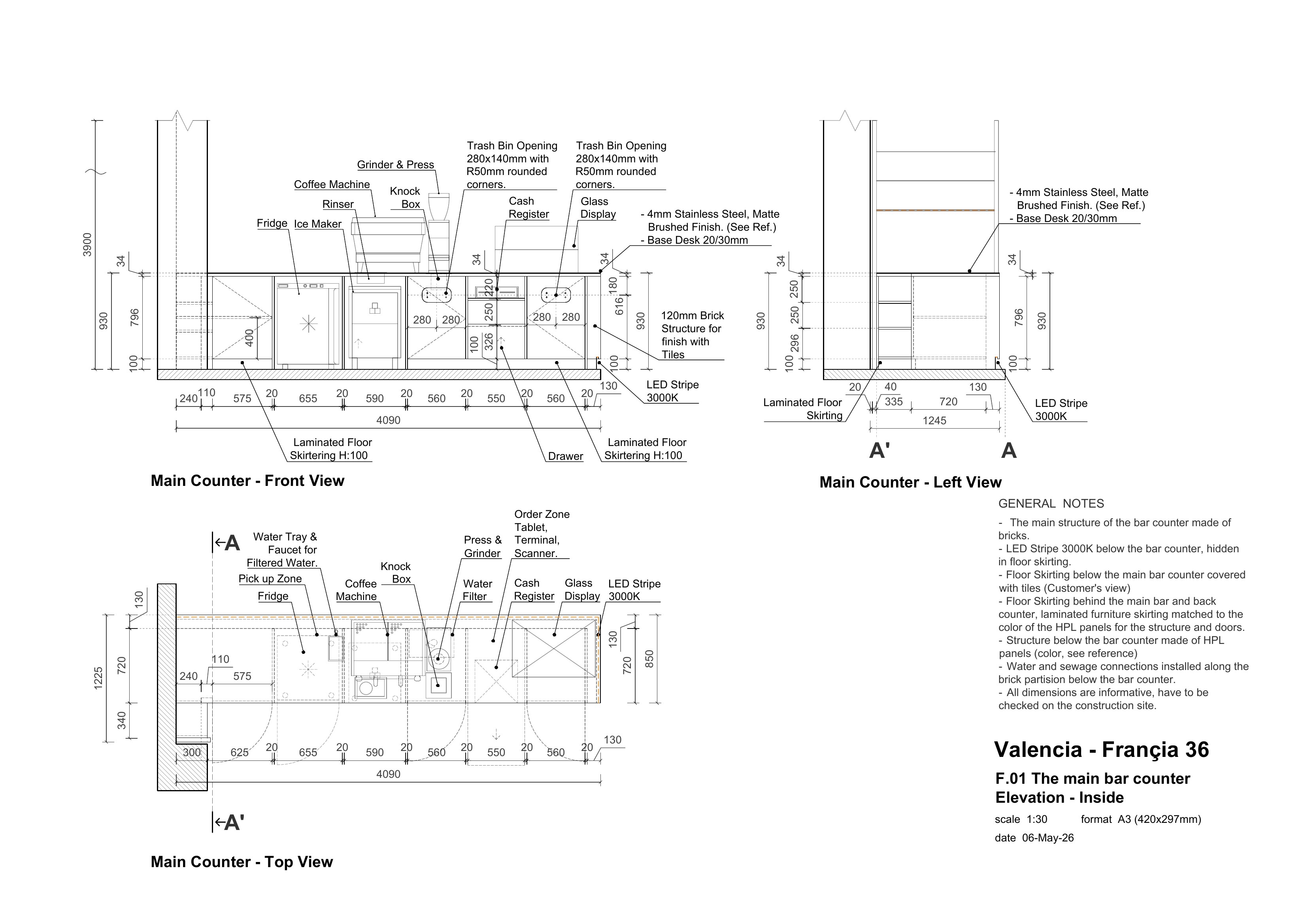 The Miners, Valencia · Spain: Main Bar, Elevation, Inside
